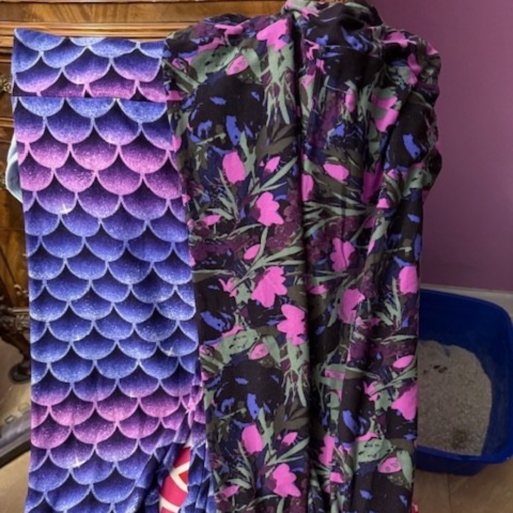 LULAROE TC TALL & CURVY LEGGINGS BUNDLE | PURPLE PRINTS | SOFT STRETCH | 2 PAIR